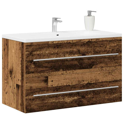 Badkamer wastafelkast oud hout 80x38,5x48 cm bewerkt hout