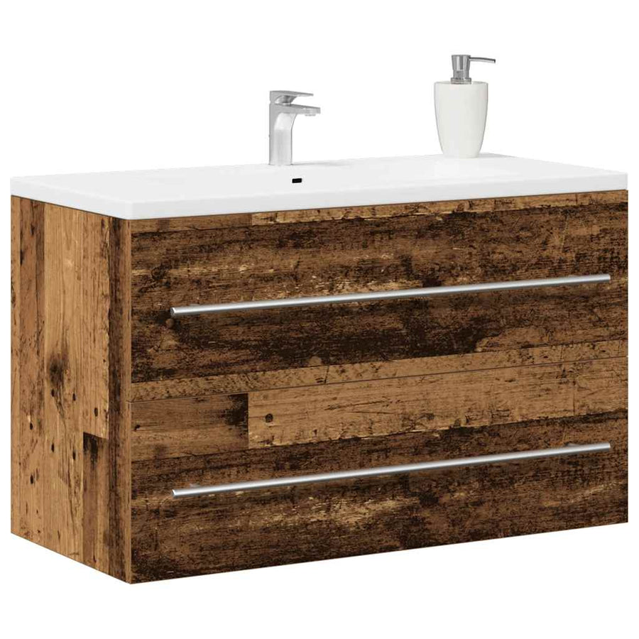 Badkamer wastafelkast oud hout 80x38,5x48 cm bewerkt hout