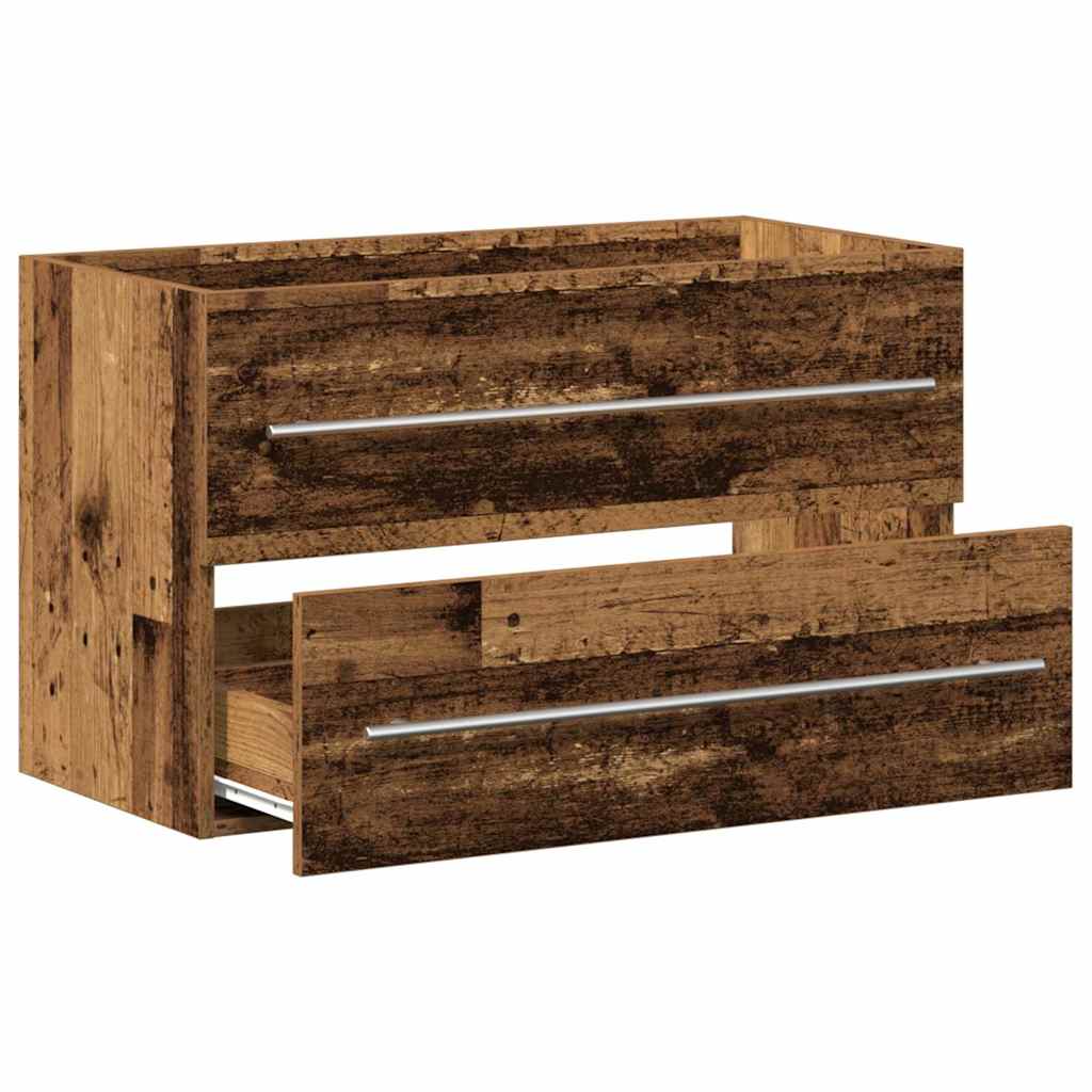 Badkamer wastafelkast oud hout 80x38,5x48 cm bewerkt hout