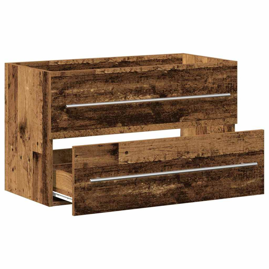 Badkamer wastafelkast oud hout 80x38,5x48 cm bewerkt hout
