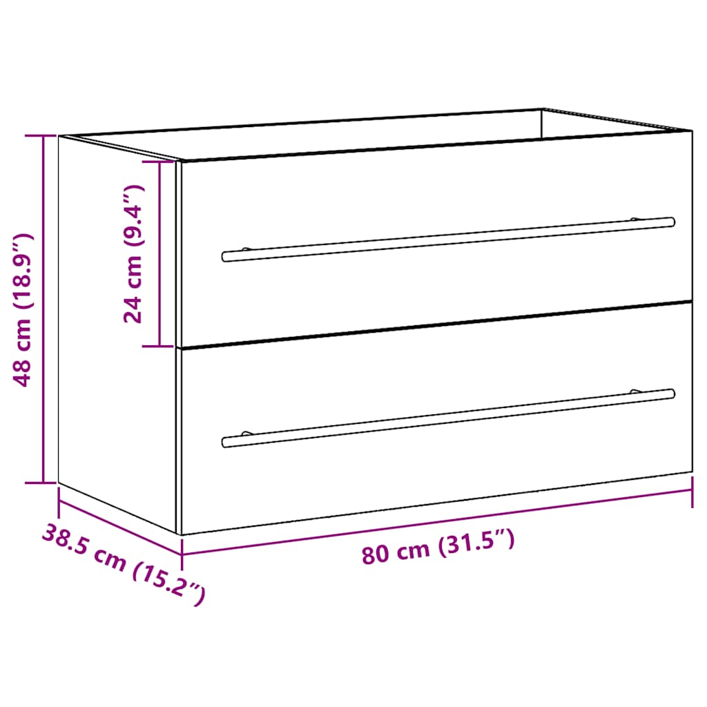 Spoelbakkast Zwart Eiken 80x38,5x48 cm Engineered Wood