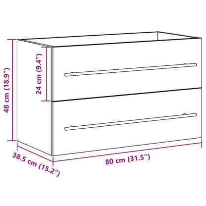 Spoelbakkast Zwart Eiken 80x38,5x48 cm Engineered Wood