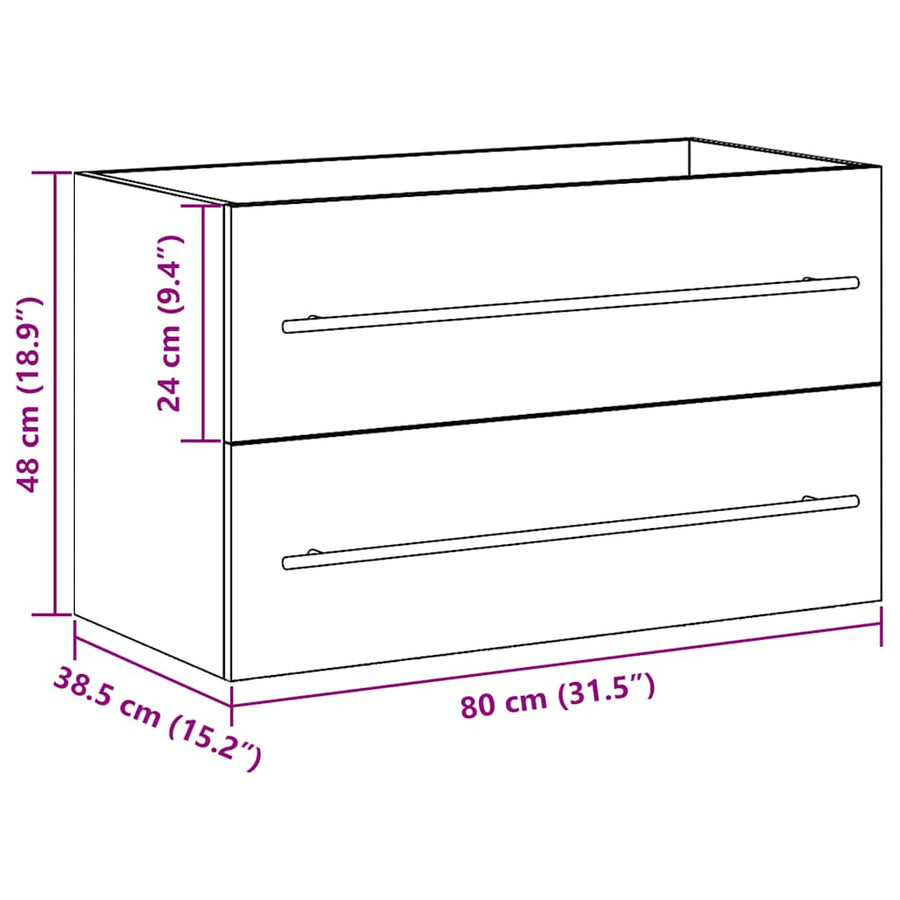Spoelbakkast Zwart Eiken 80x38,5x48 cm Engineered Wood