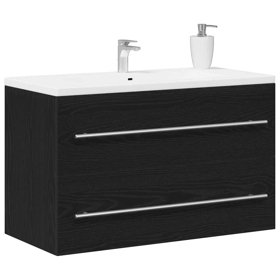 Spoelbakkast Zwart Eiken 80x38,5x48 cm Engineered Wood