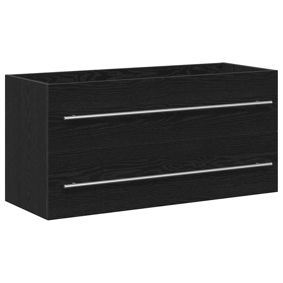 Badkamerwastafelkast Zwart Eiken 100x38,5x48 cm Bewerkt Hout