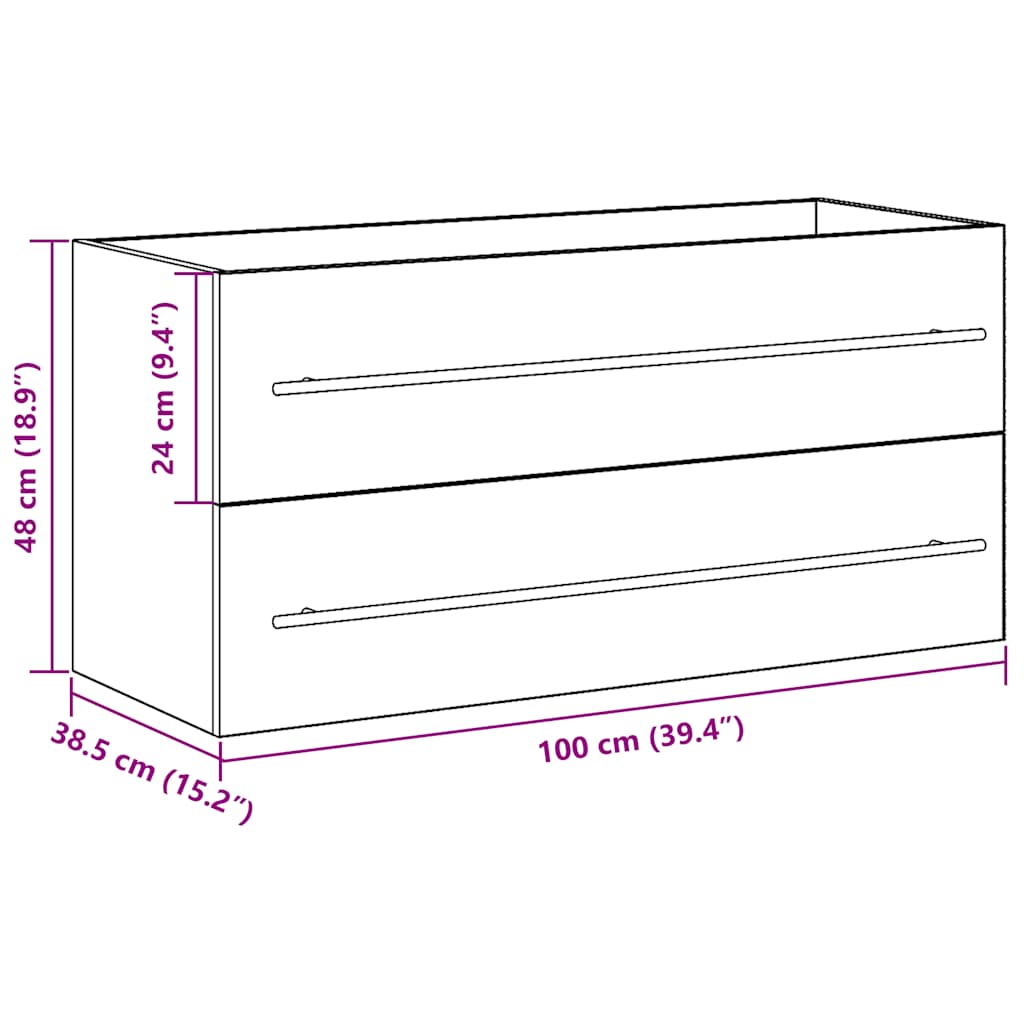 Badkamerwastafelkast Zwart Eiken 100x38,5x48 cm Bewerkt Hout