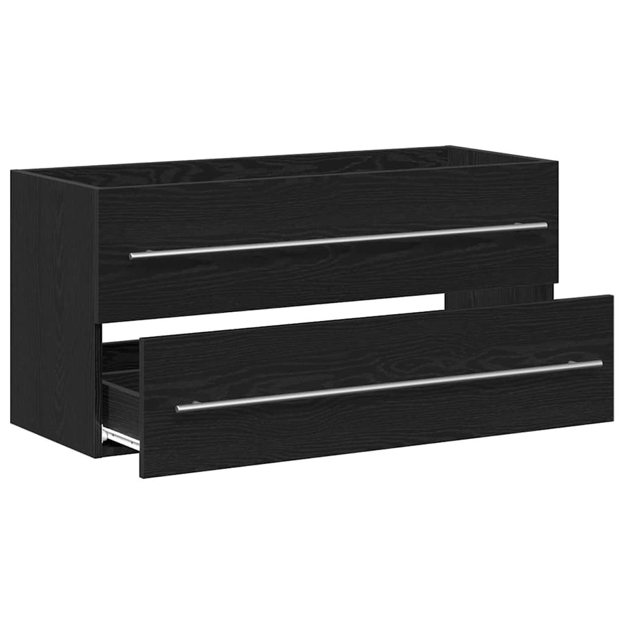 Badkamerwastafelkast Zwart Eiken 100x38,5x48 cm Bewerkt Hout