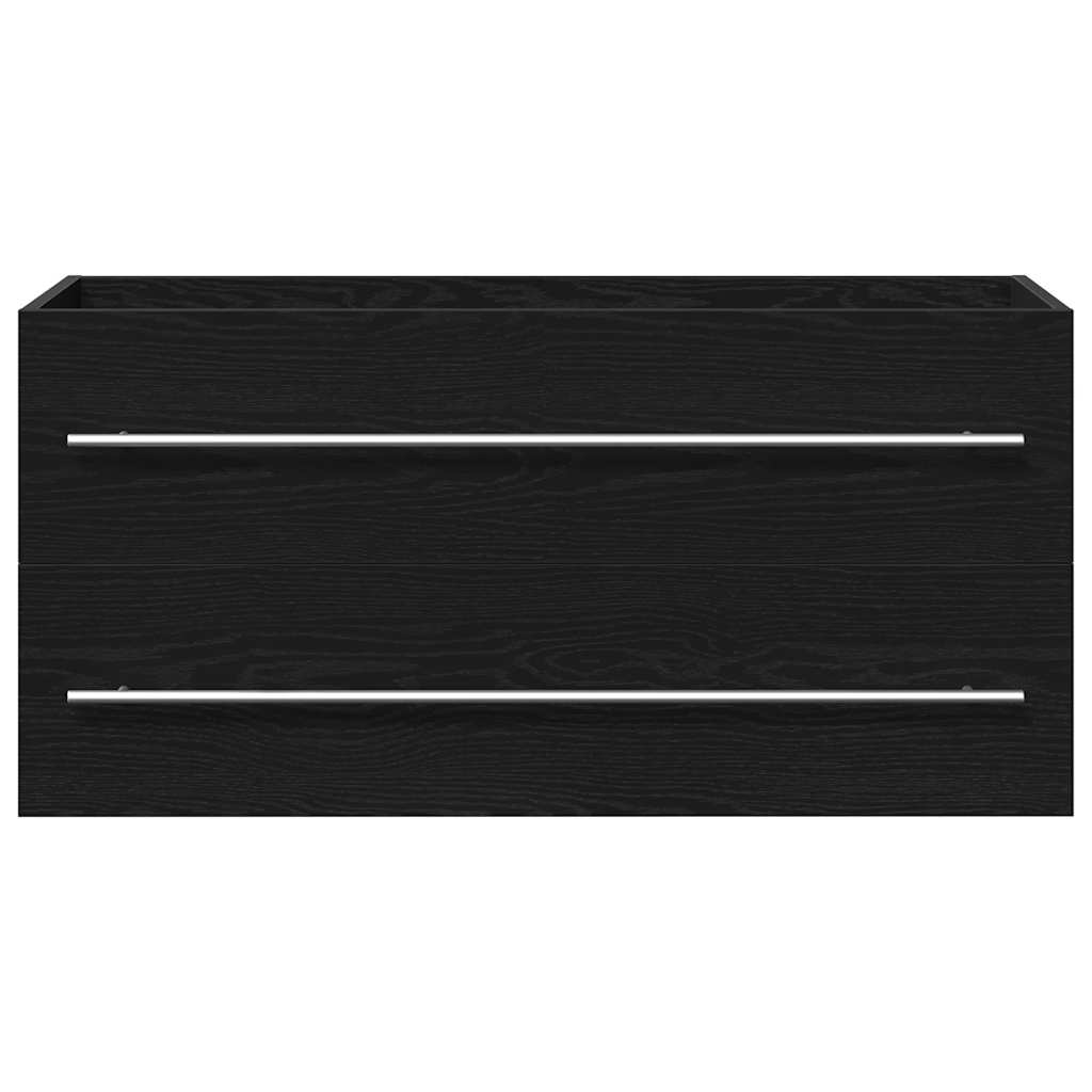 Badkamerwastafelkast Zwart Eiken 100x38,5x48 cm Bewerkt Hout
