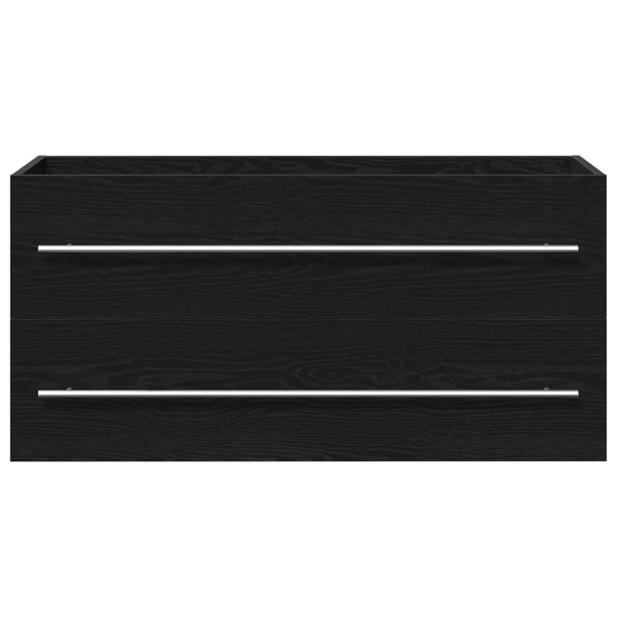 Badkamerwastafelkast Zwart Eiken 100x38,5x48 cm Bewerkt Hout