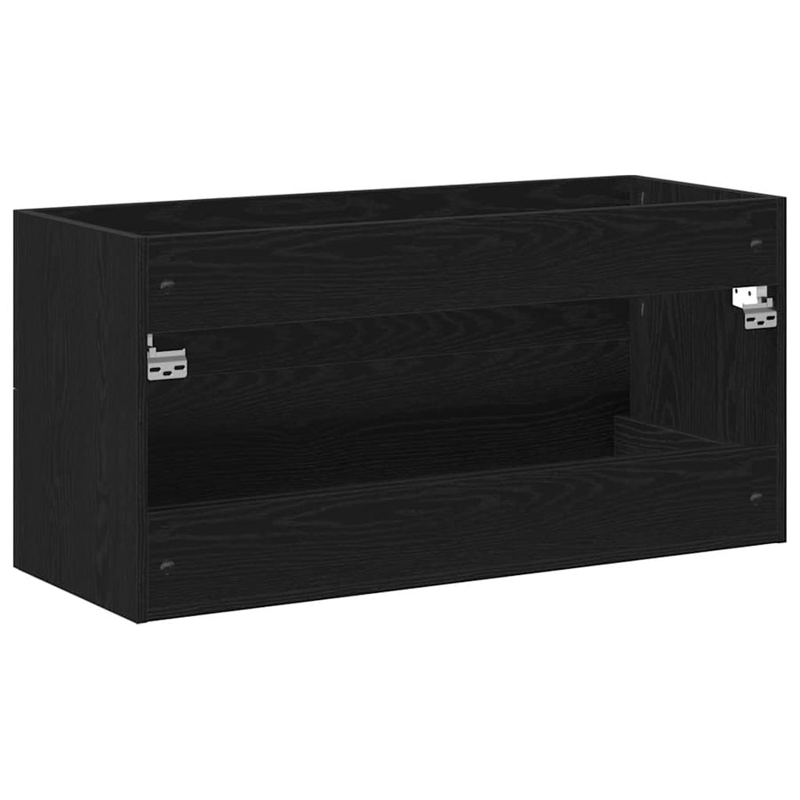 Badkamerwastafelkast Zwart Eiken 100x38,5x48 cm Bewerkt Hout