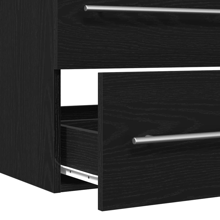 Badkamerwastafelkast Zwart Eiken 100x38,5x48 cm Bewerkt Hout