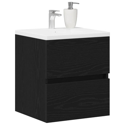 Badkamerwastafelkast Zwart Eiken 41x38,5x45 cm Bewerkt Hout