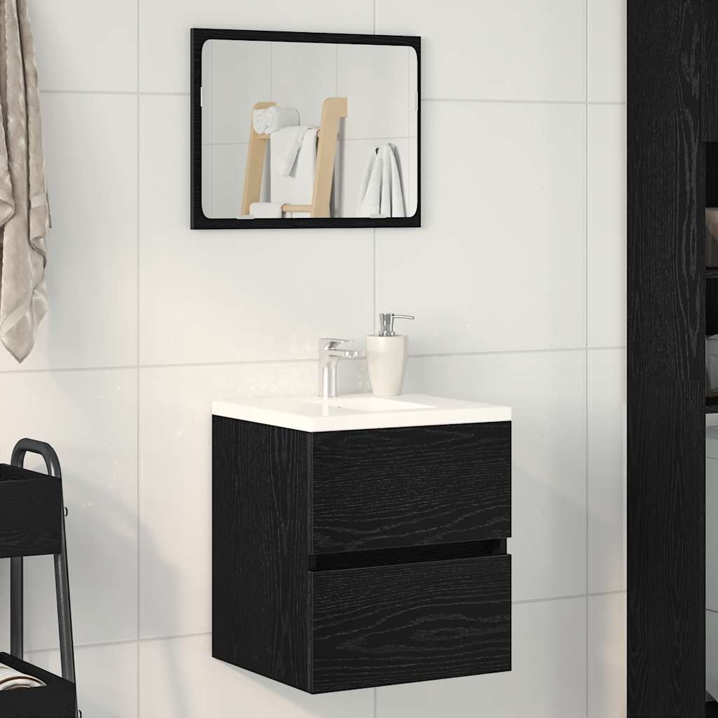 Badkamerwastafelkast Zwart Eiken 41x38,5x45 cm Bewerkt Hout