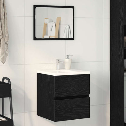 Badkamerwastafelkast Zwart Eiken 41x38,5x45 cm Bewerkt Hout
