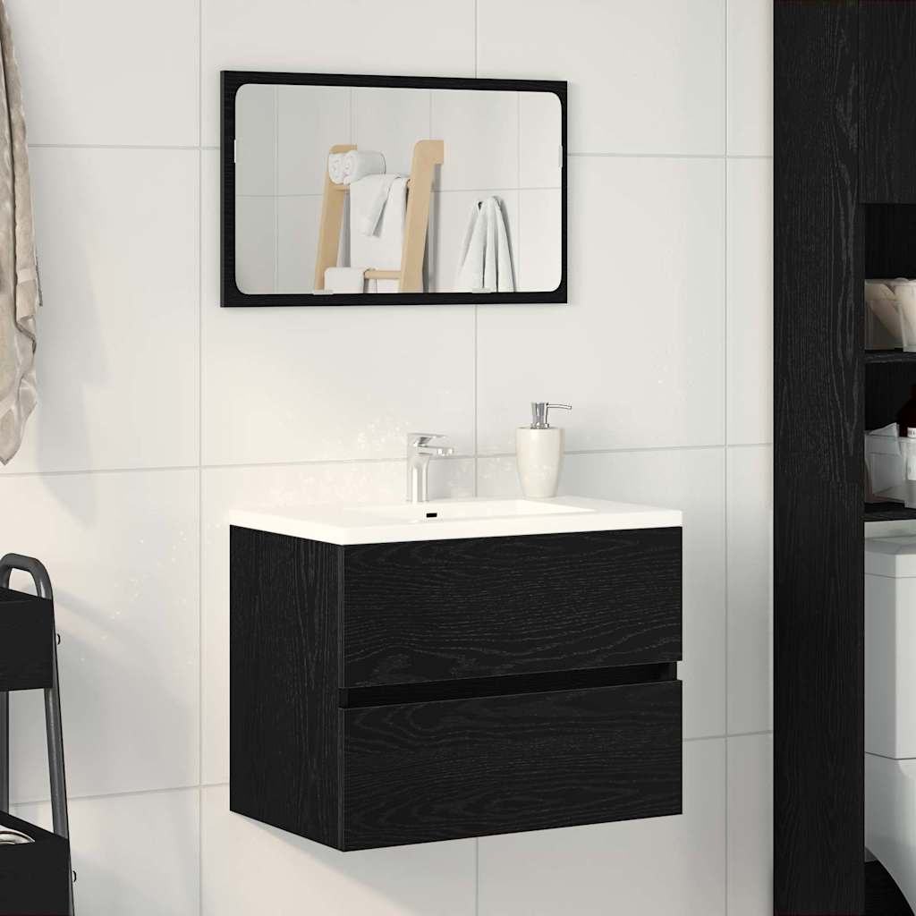 Badkamertenk te kast Zwart Eiken 60 x 38,5 x 45 cm Bewerkt hout
