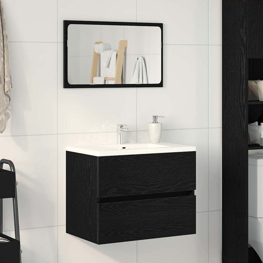 Badkamertenk te kast Zwart Eiken 60 x 38,5 x 45 cm Bewerkt hout