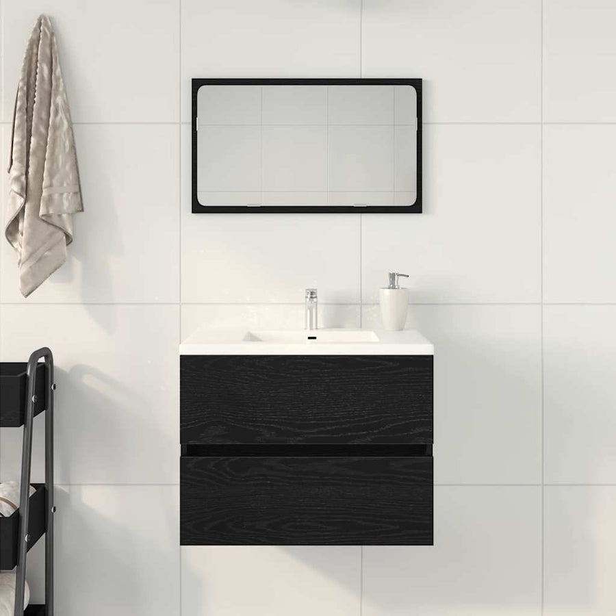 Badkamertenk te kast Zwart Eiken 60 x 38,5 x 45 cm Bewerkt hout