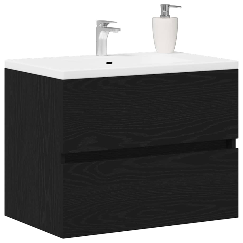 Badkamertenk te kast Zwart Eiken 60 x 38,5 x 45 cm Bewerkt hout