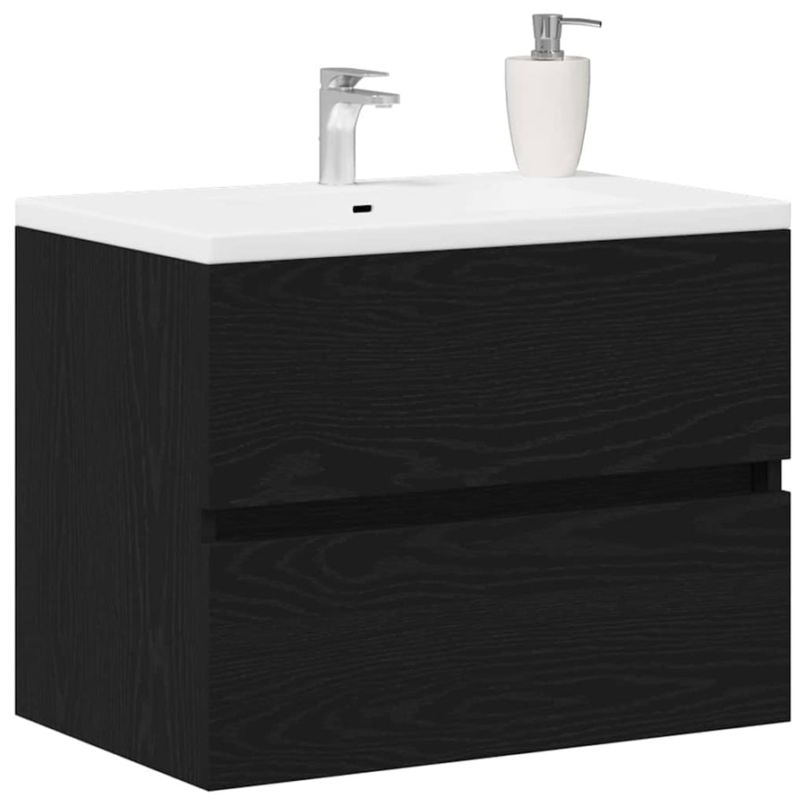 Badkamertenk te kast Zwart Eiken 60 x 38,5 x 45 cm Bewerkt hout