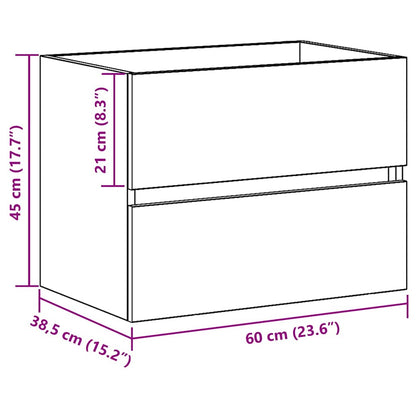 Badkamertenk te kast Zwart Eiken 60 x 38,5 x 45 cm Bewerkt hout