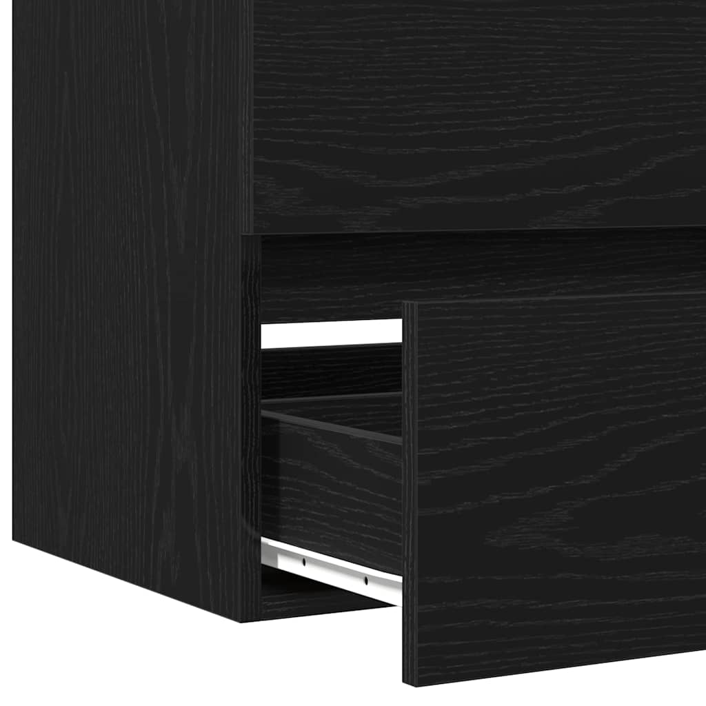 Badkamertenk te kast Zwart Eiken 80 x 38,5 x 45 cm Bewerkt hout