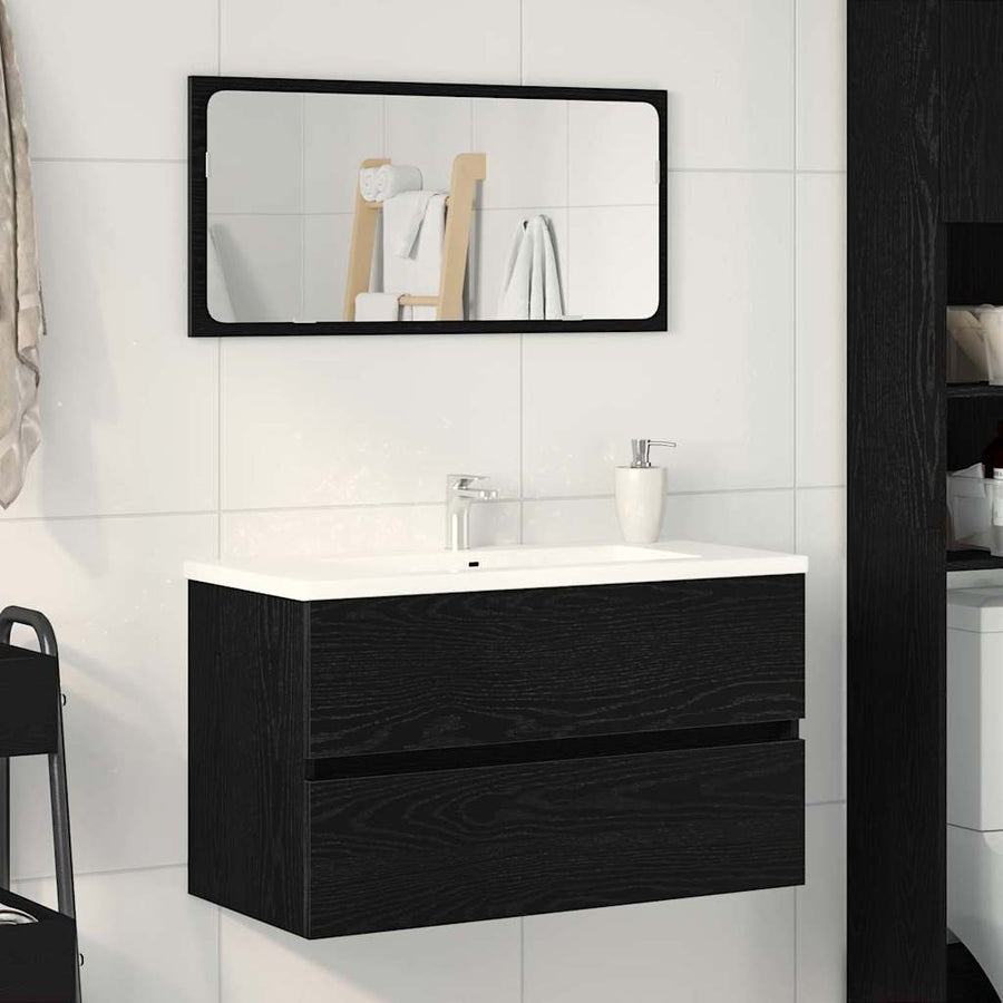 Badkamertenk te kast Zwart Eiken 80 x 38,5 x 45 cm Bewerkt hout