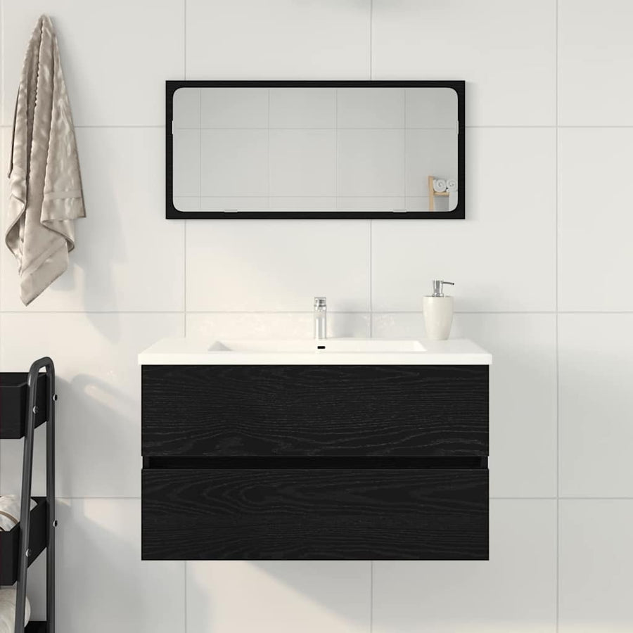 Badkamertenk te kast Zwart Eiken 80 x 38,5 x 45 cm Bewerkt hout