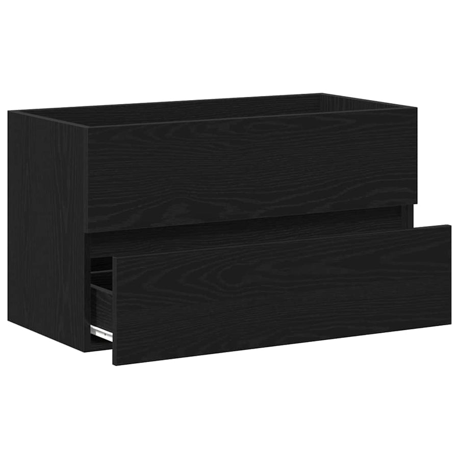Badkamertenk te kast Zwart Eiken 80 x 38,5 x 45 cm Bewerkt hout