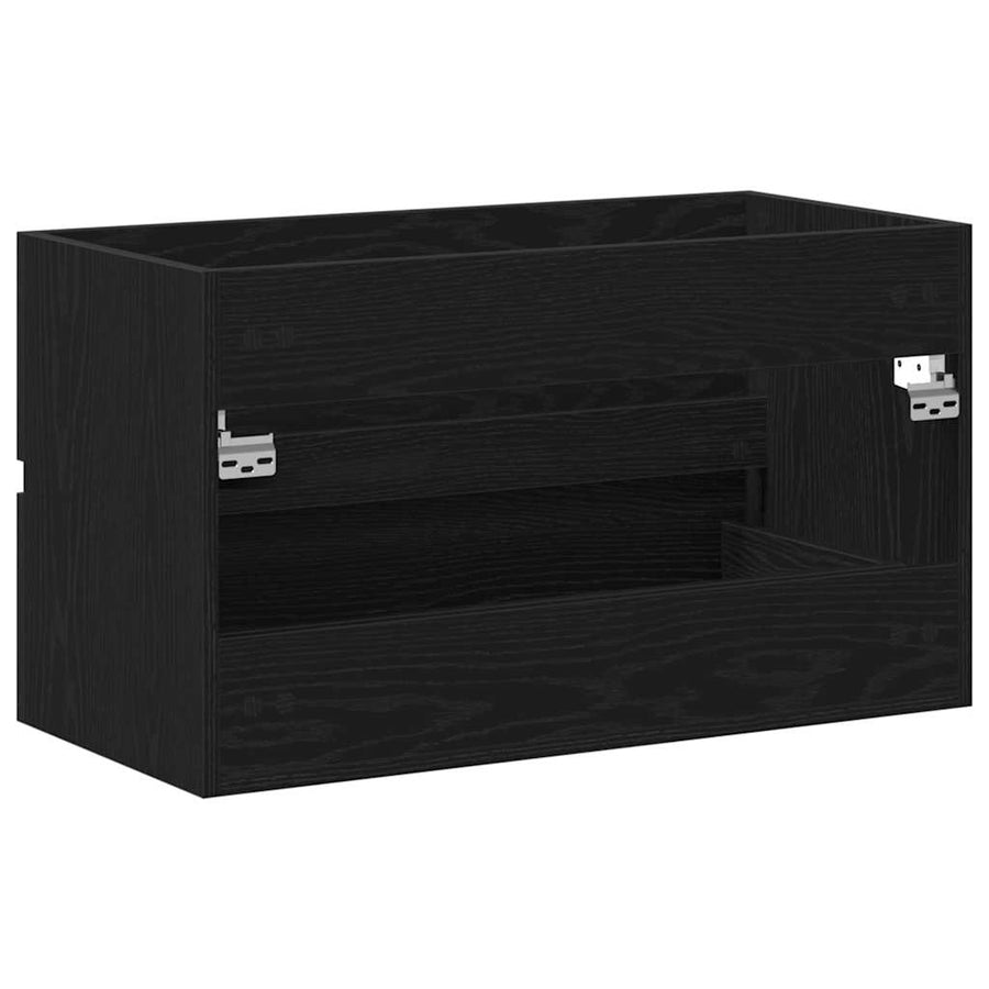 Badkamertenk te kast Zwart Eiken 80 x 38,5 x 45 cm Bewerkt hout