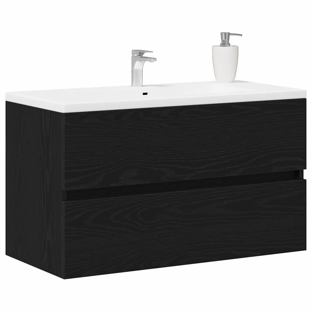Badkamertenk te kast Zwart Eiken 80 x 38,5 x 45 cm Bewerkt hout
