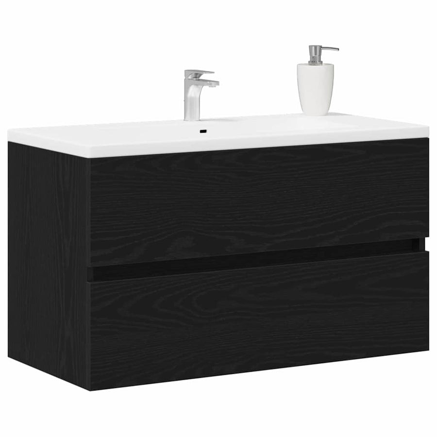 Badkamertenk te kast Zwart Eiken 80 x 38,5 x 45 cm Bewerkt hout