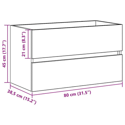 Badkamertenk te kast Zwart Eiken 80 x 38,5 x 45 cm Bewerkt hout