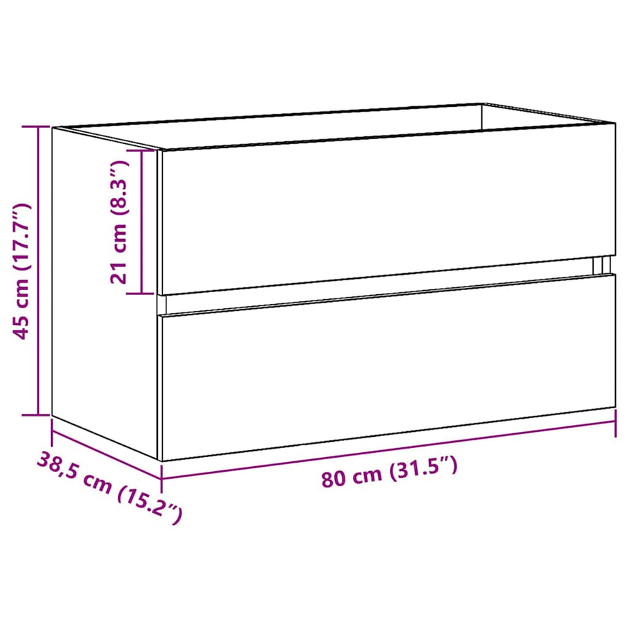 Badkamertenk te kast Zwart Eiken 80 x 38,5 x 45 cm Bewerkt hout