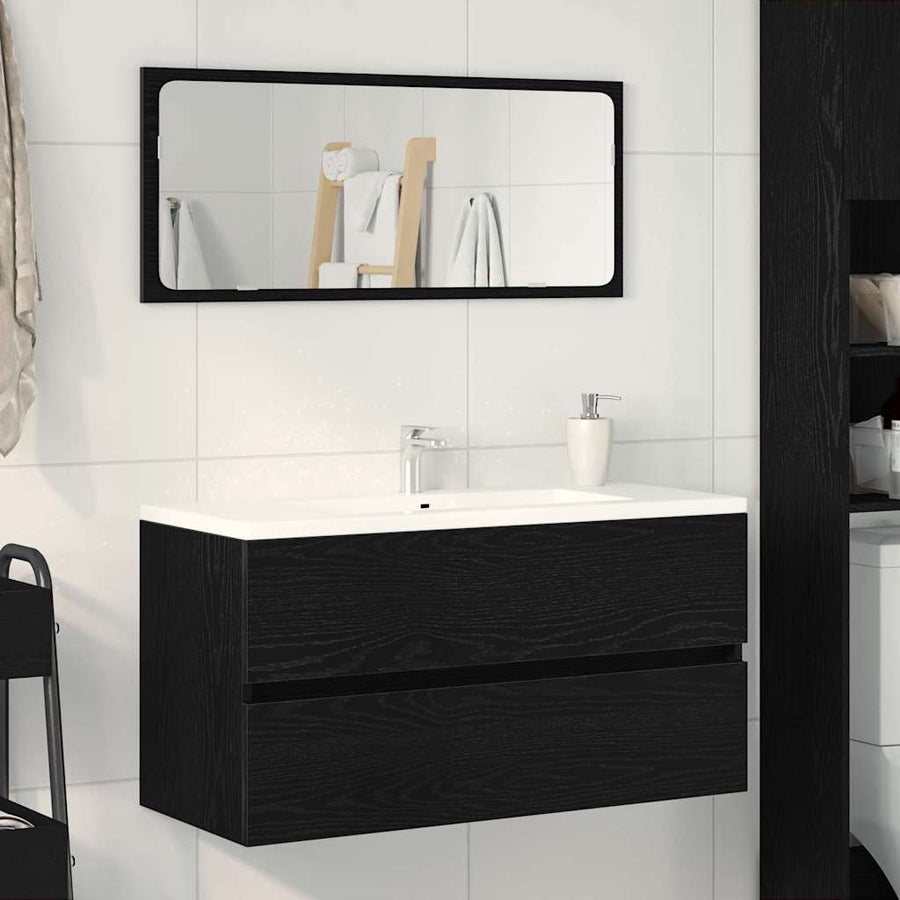 Badkamertenk te kast Zwart Eiken 90 x 38,5 x 45 cm Bewerkt hout
