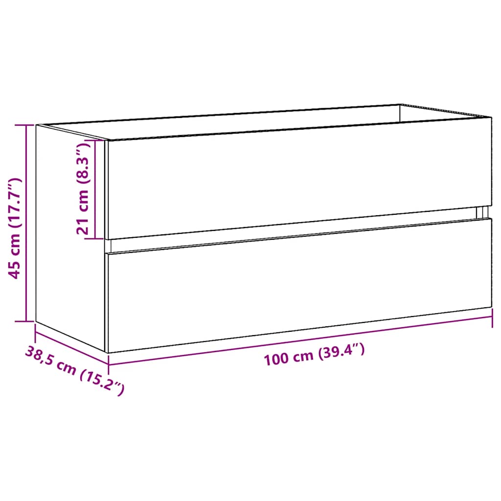 Wastafelkast 100X38,5X45 Cm Spaanplaat Kleurig 100 x 38.5 x 45 cm Zwart eiken