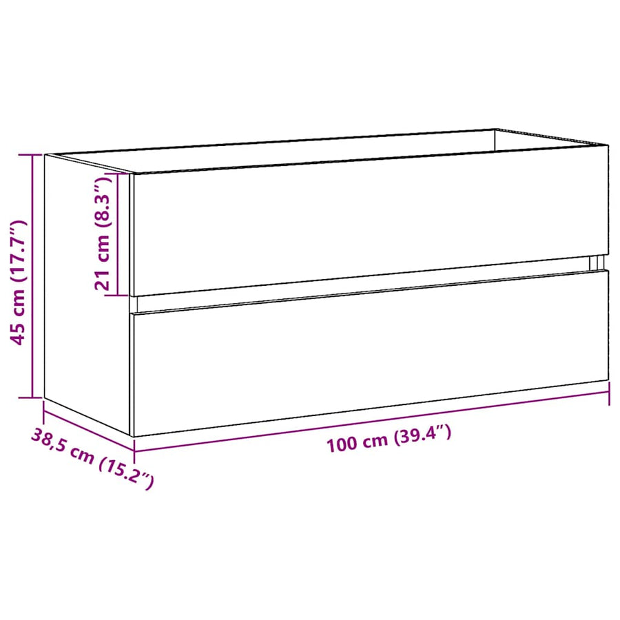 Wastafelkast 100X38,5X45 Cm Spaanplaat Kleurig 100 x 38.5 x 45 cm Zwart eiken