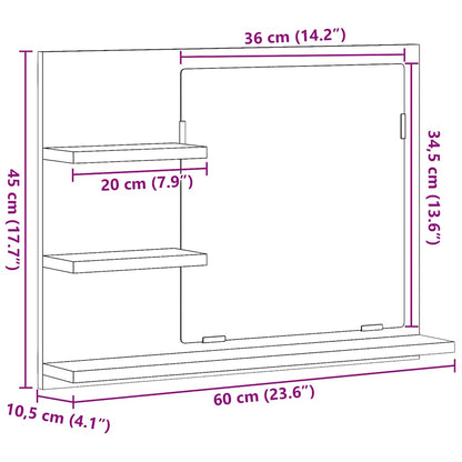 Badkamerspiegel 60x10,5x45 cm spaanplaat zwart eikenkleurig