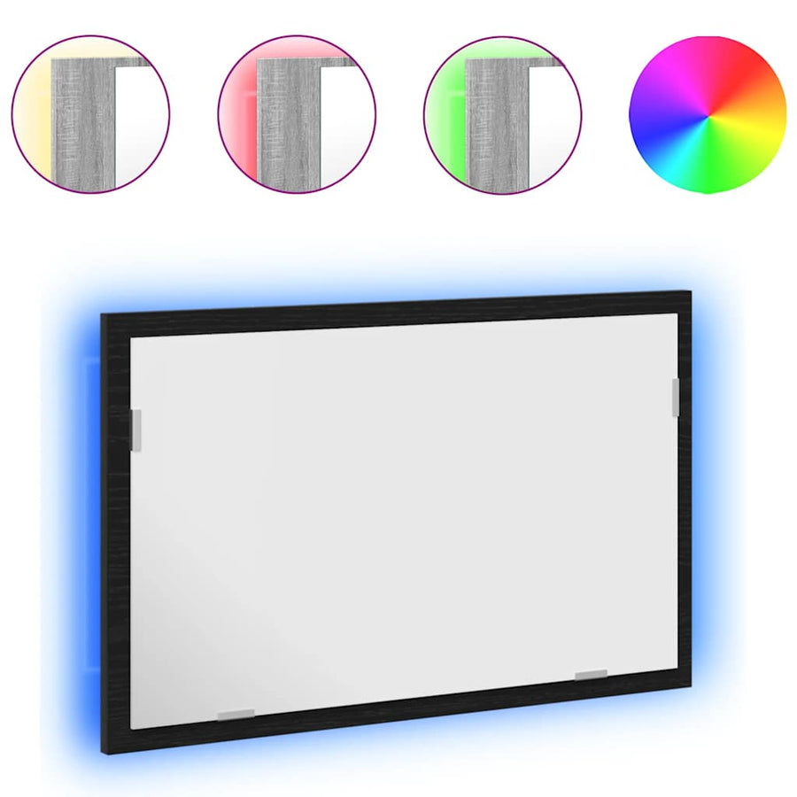 Badkamerspiegel Met Led-Verlichting 60X8,5X37 Cm Zwart eiken