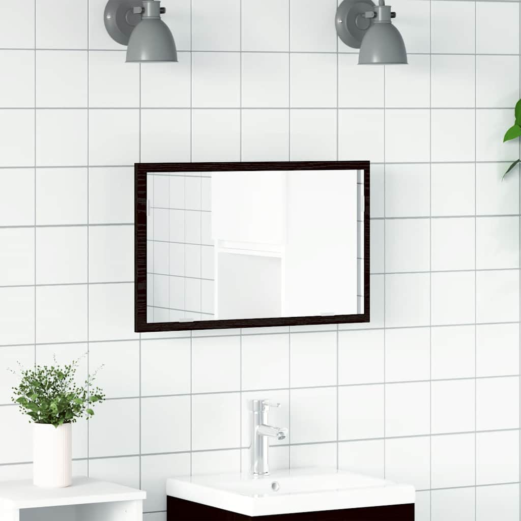Badkamerspiegel Met Led-Verlichting 60X8,5X37 Cm Zwart eiken