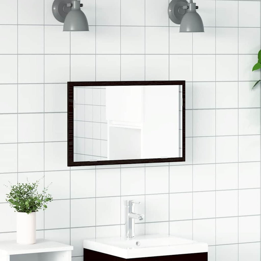 Badkamerspiegel Met Led-Verlichting 60X8,5X37 Cm Zwart eiken
