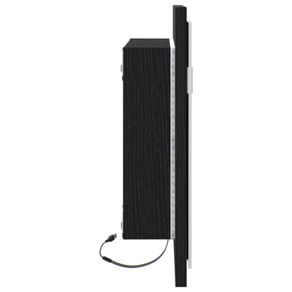 Badkamerspiegel Met Led-Verlichting 60X8,5X37 Cm Zwart eiken
