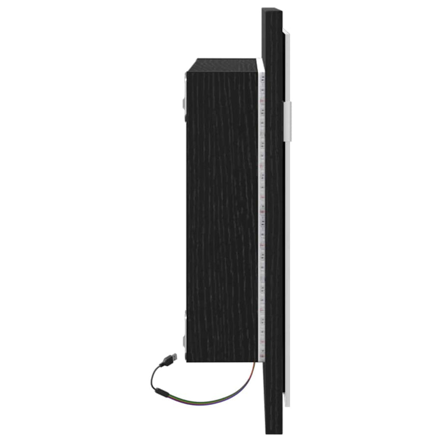 Badkamerspiegel Met Led-Verlichting 60X8,5X37 Cm Zwart eiken