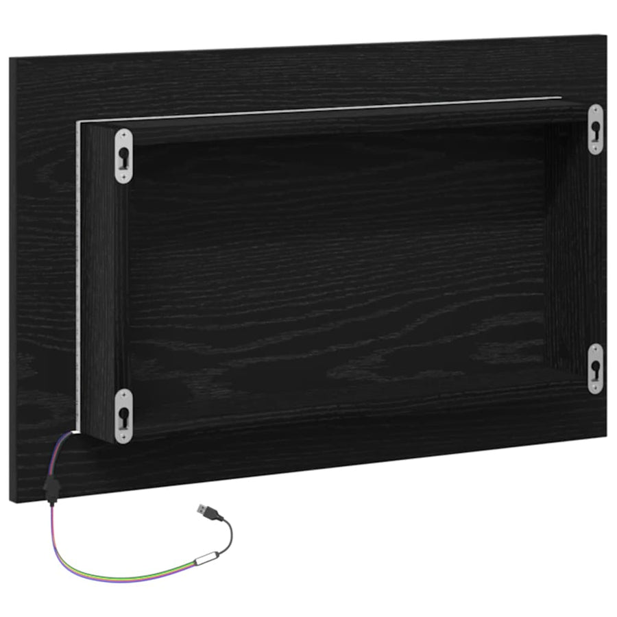 Badkamerspiegel Met Led-Verlichting 60X8,5X37 Cm Zwart eiken