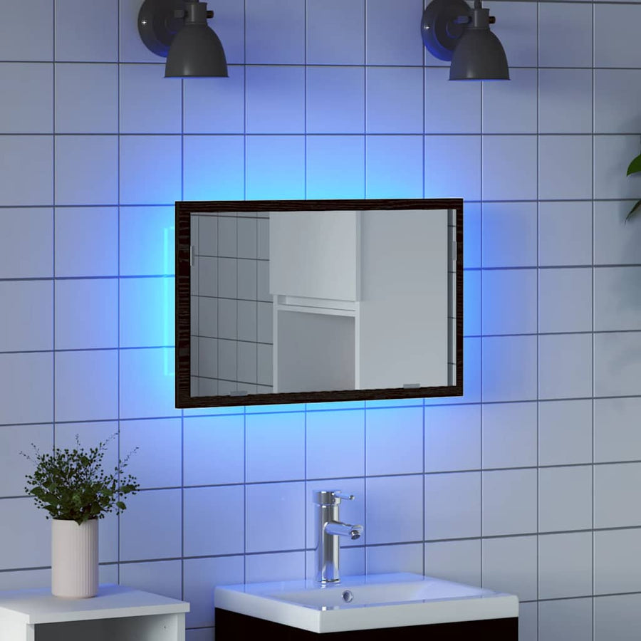 Badkamerspiegel Met Led-Verlichting 60X8,5X37 Cm Zwart eiken