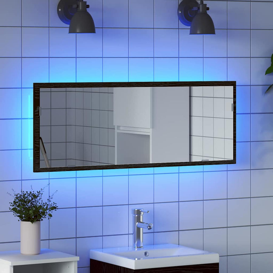 LED Badkamer Spiegel Zwart Eiken 100 x 8,5 x 37 cm Glas
