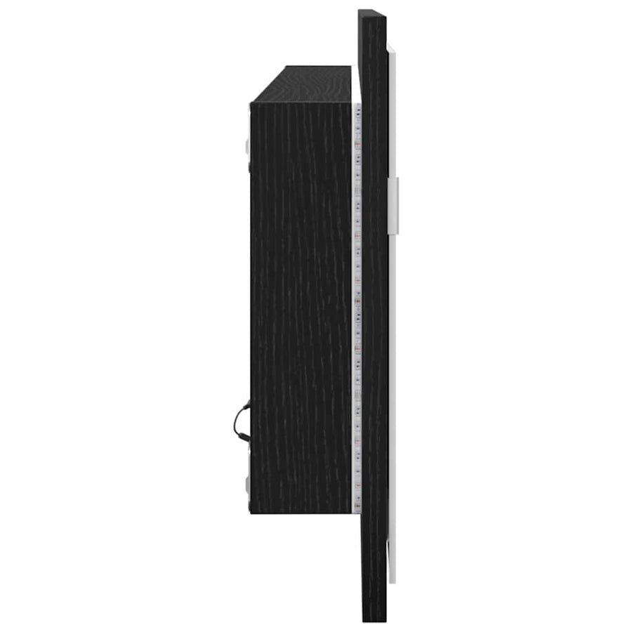 LED Badkamer Spiegel Zwart Eiken 100 x 8,5 x 37 cm Glas
