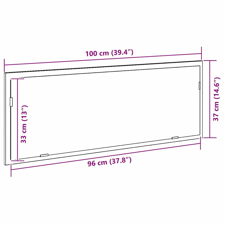 LED Badkamer Spiegel Zwart Eiken 100 x 8,5 x 37 cm Glas