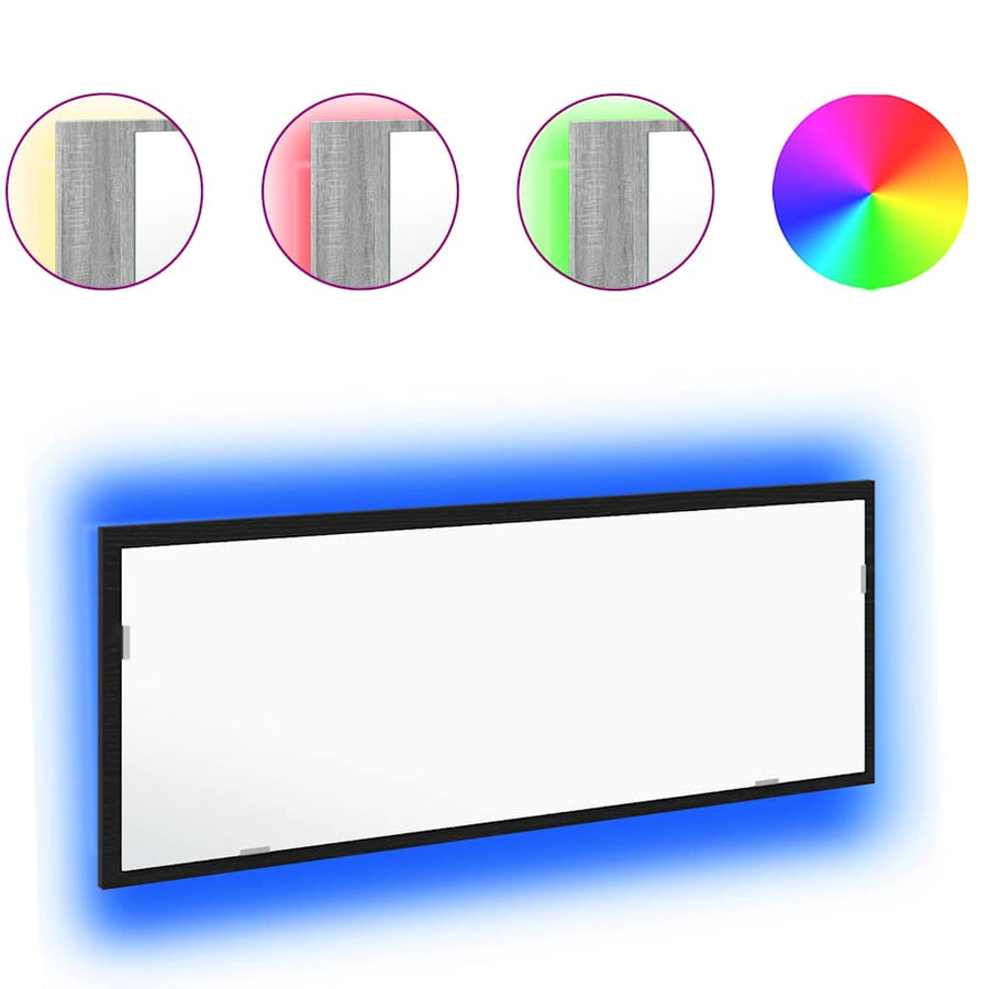 LED Badkamer Spiegel Zwart Eiken 100 x 8,5 x 37 cm Glas