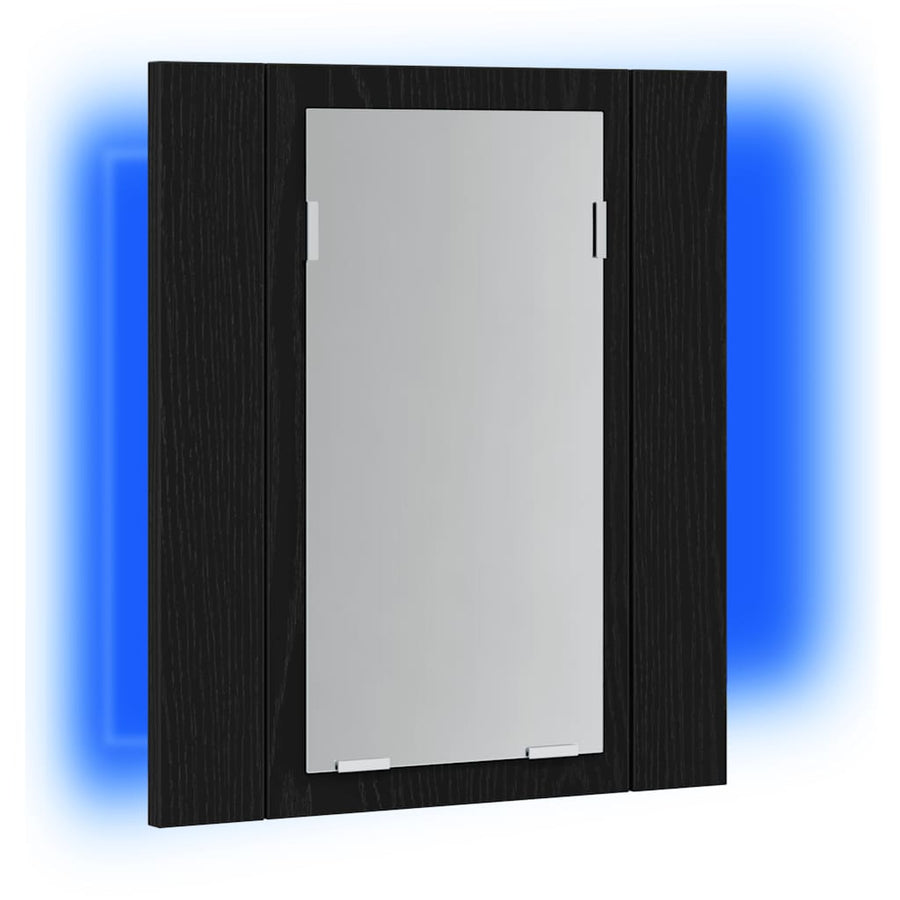 LED badkamerspiegelkast zwart eiken 40x12x45 cm bewerkt hout