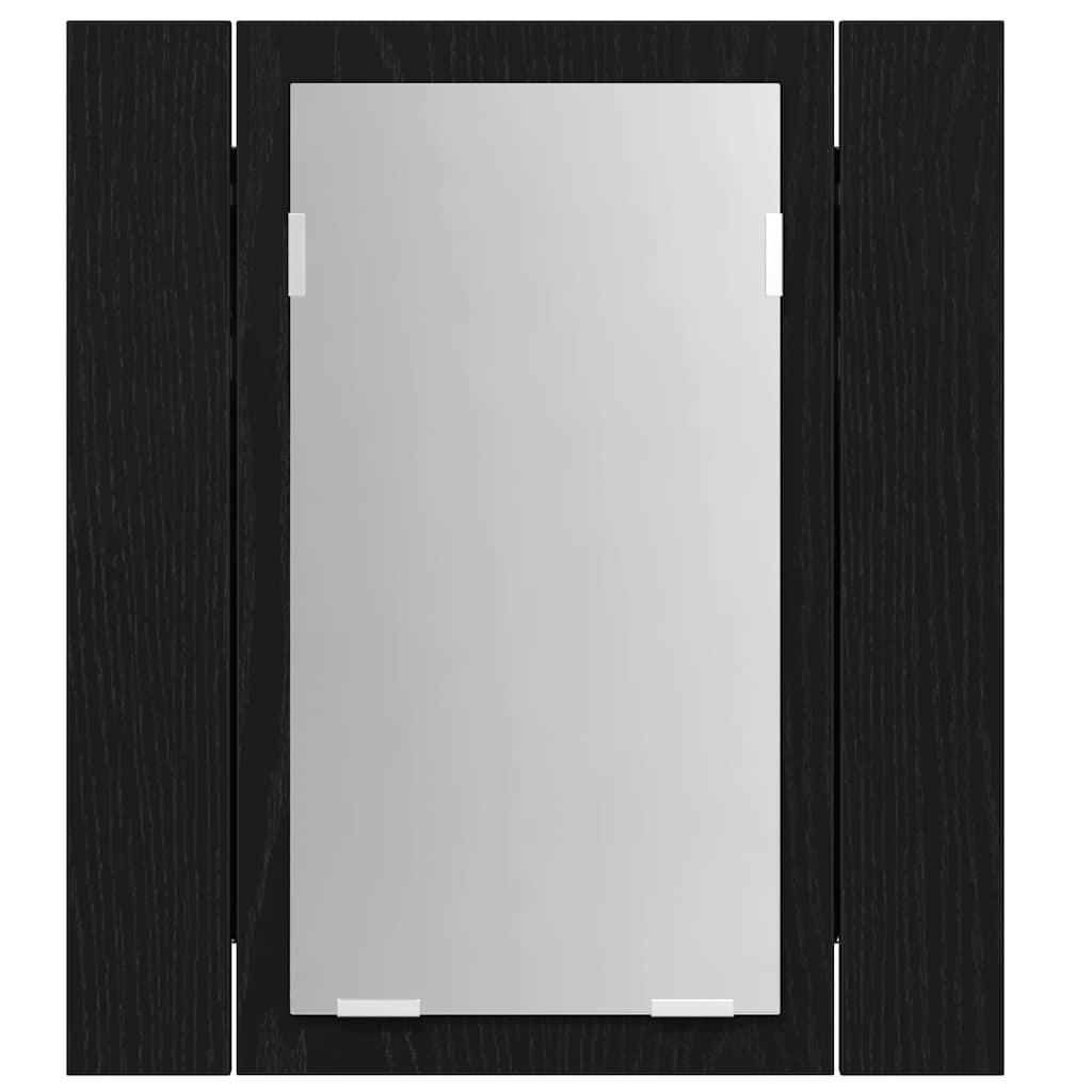 LED badkamerspiegelkast zwart eiken 40x12x45 cm bewerkt hout